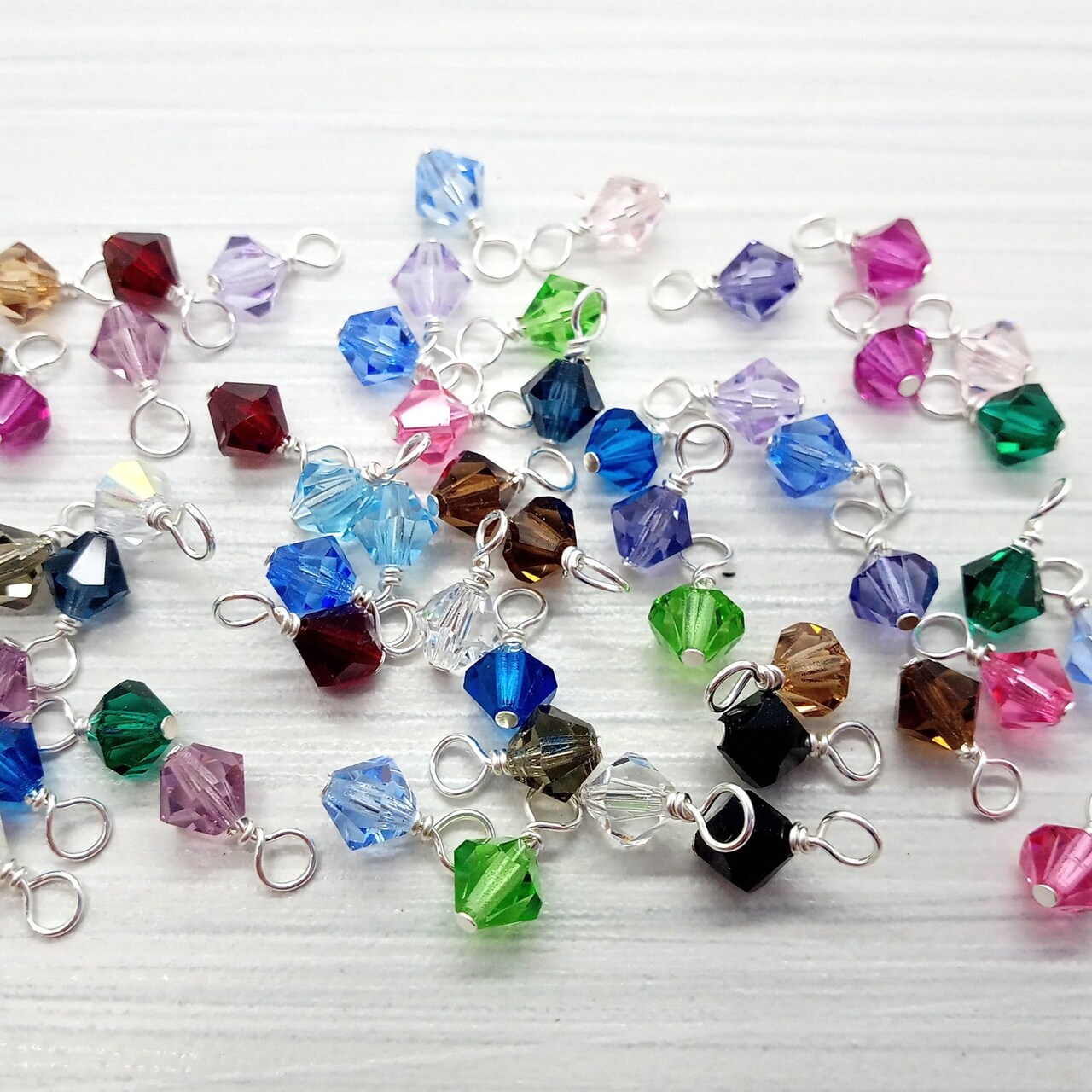 Small Bicone Bead Charms, 5mm Colorful Crystal Bead Dangle Mix, Bulk Charms, Adorabilities
